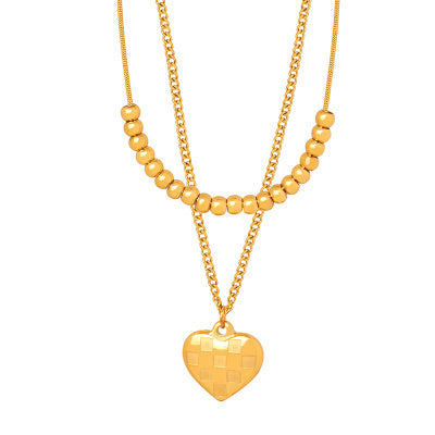 ✨ Double Layer Heart Pendant Necklace – Bold & Trendy Gold Statement ✨