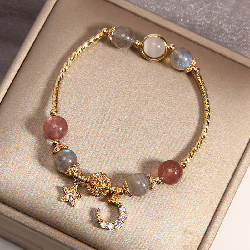 '' Luxury Moonstone Crystal Bracelet - Moon & Star Design