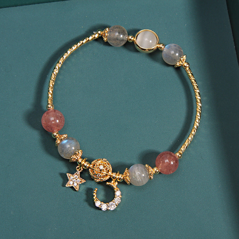 '' Luxury Moonstone Crystal Bracelet - Moon & Star Design