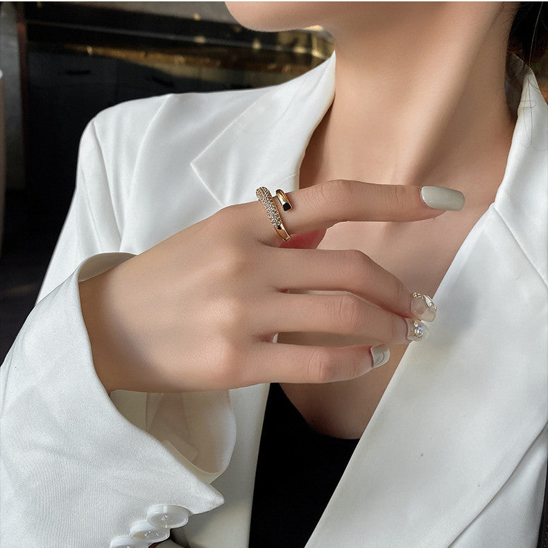 Elegant Gold Plated Ring – Adjustable Diamond-Inspired Shine