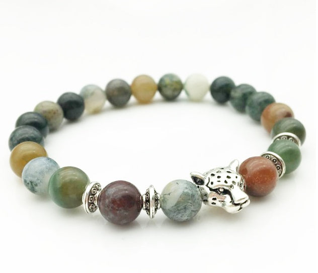 Men’s Beaded Bracelets – Natural Stone with Crown & Charm Accents