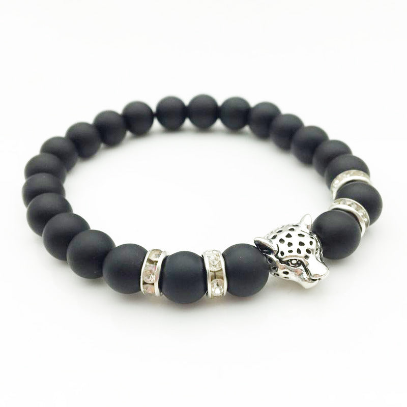 Men’s Beaded Bracelets – Natural Stone with Crown & Charm Accents