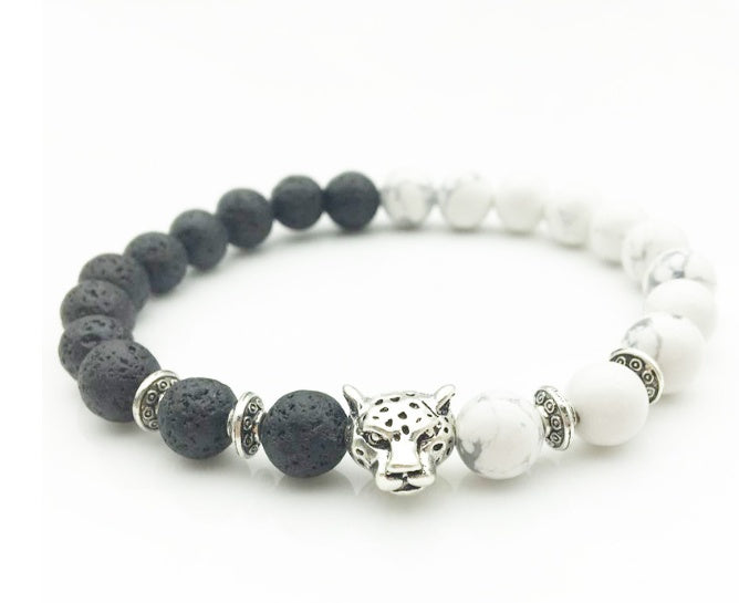 Men’s Beaded Bracelets – Natural Stone with Crown & Charm Accents