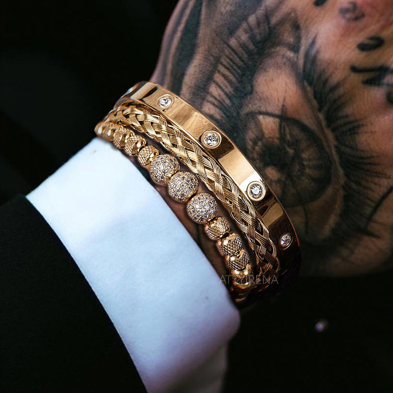 Luxury Gold Bracelet Set for Men – Bold & Elegant