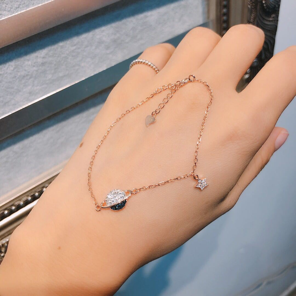 925 Silver Star Charm Bracelet – Elegant Minimalist Jewelry for Women