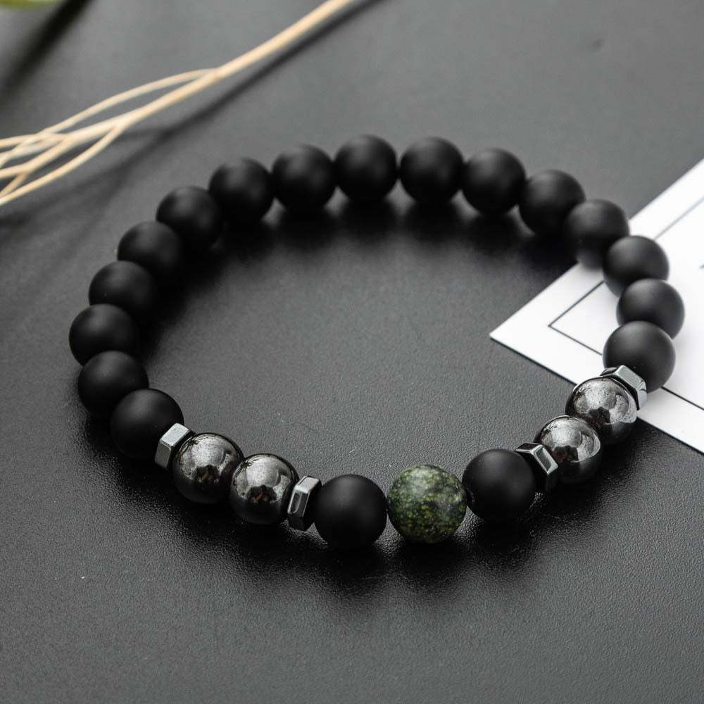 Men’s Natural Stone Beaded Bracelet – Lava Rock & Gemstone Design