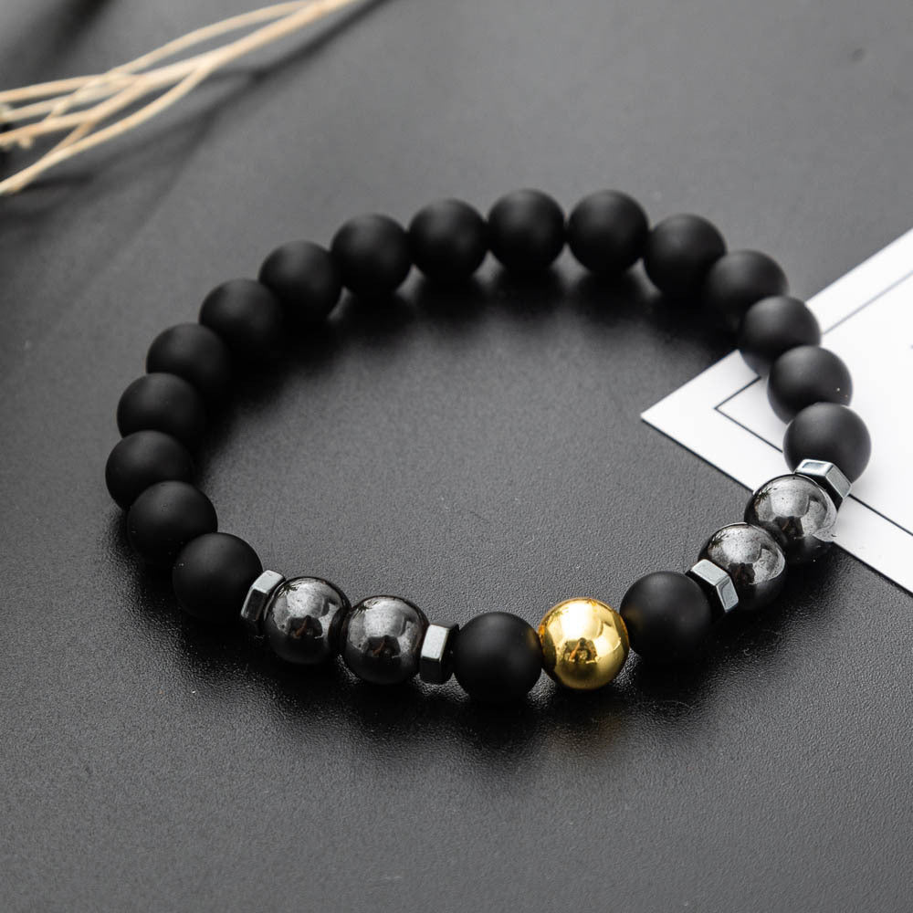Men’s Natural Stone Beaded Bracelet – Lava Rock & Gemstone Design