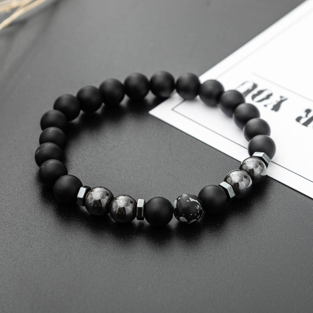 Men’s Natural Stone Beaded Bracelet – Lava Rock & Gemstone Design