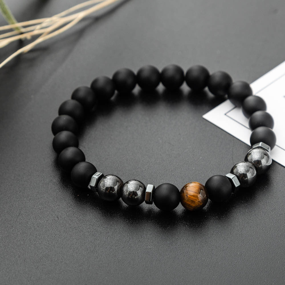Men’s Natural Stone Beaded Bracelet – Lava Rock & Gemstone Design