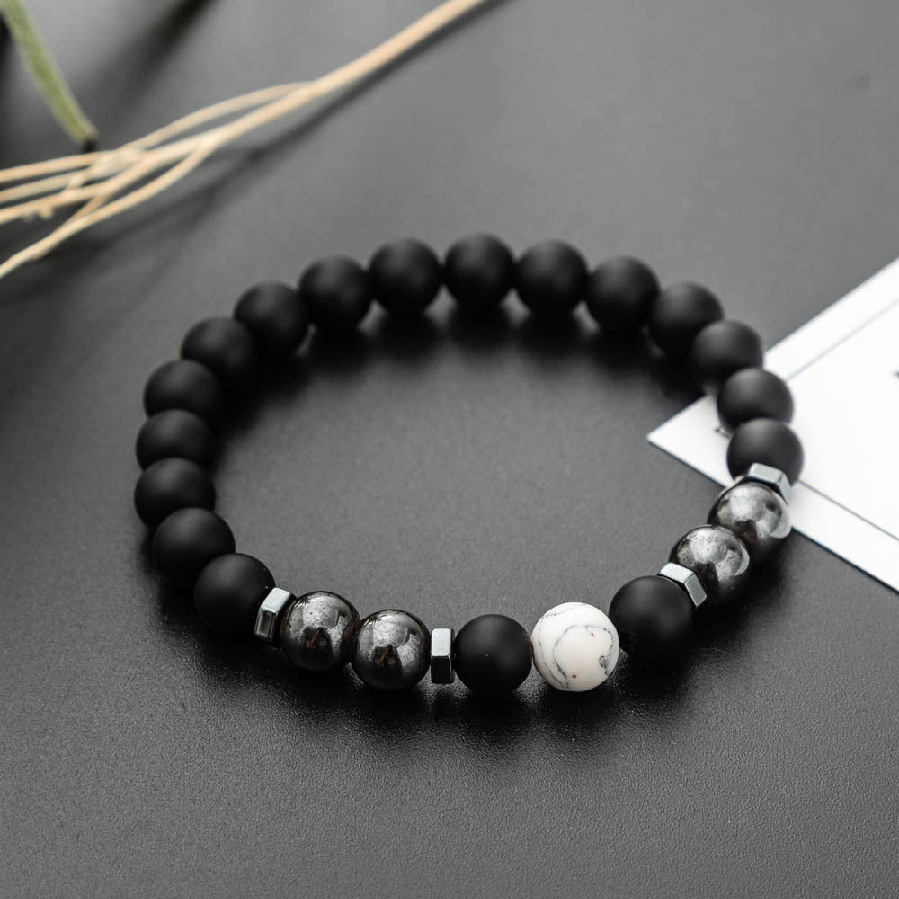 Men’s Natural Stone Beaded Bracelet – Lava Rock & Gemstone Design