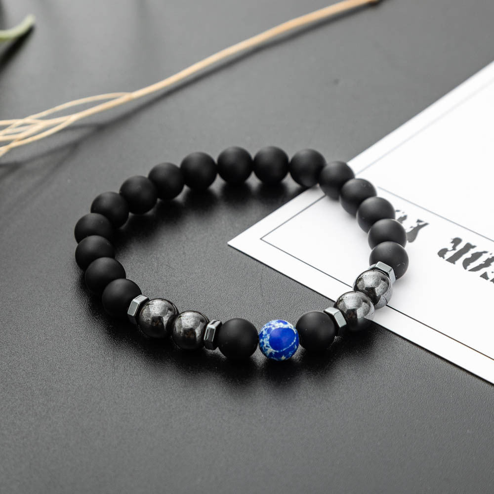 Men’s Natural Stone Beaded Bracelet – Lava Rock & Gemstone Design