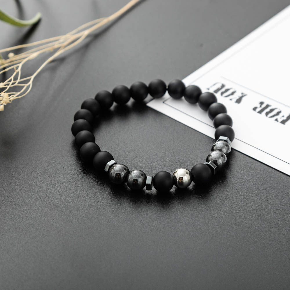 Men’s Natural Stone Beaded Bracelet – Lava Rock & Gemstone Design