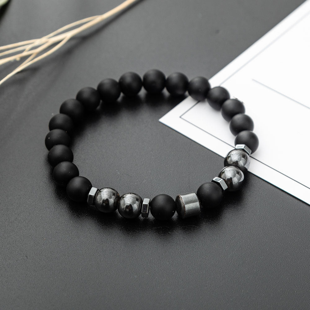 Men’s Natural Stone Beaded Bracelet – Lava Rock & Gemstone Design