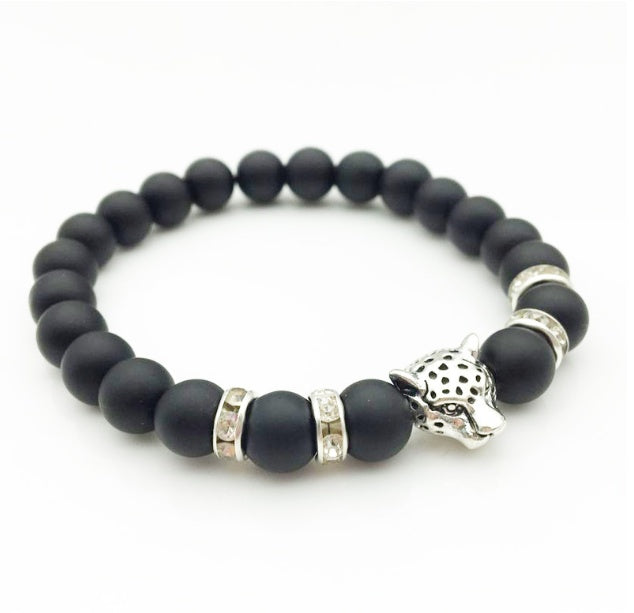 Men’s Beaded Bracelets – Natural Stone with Crown & Charm Accents