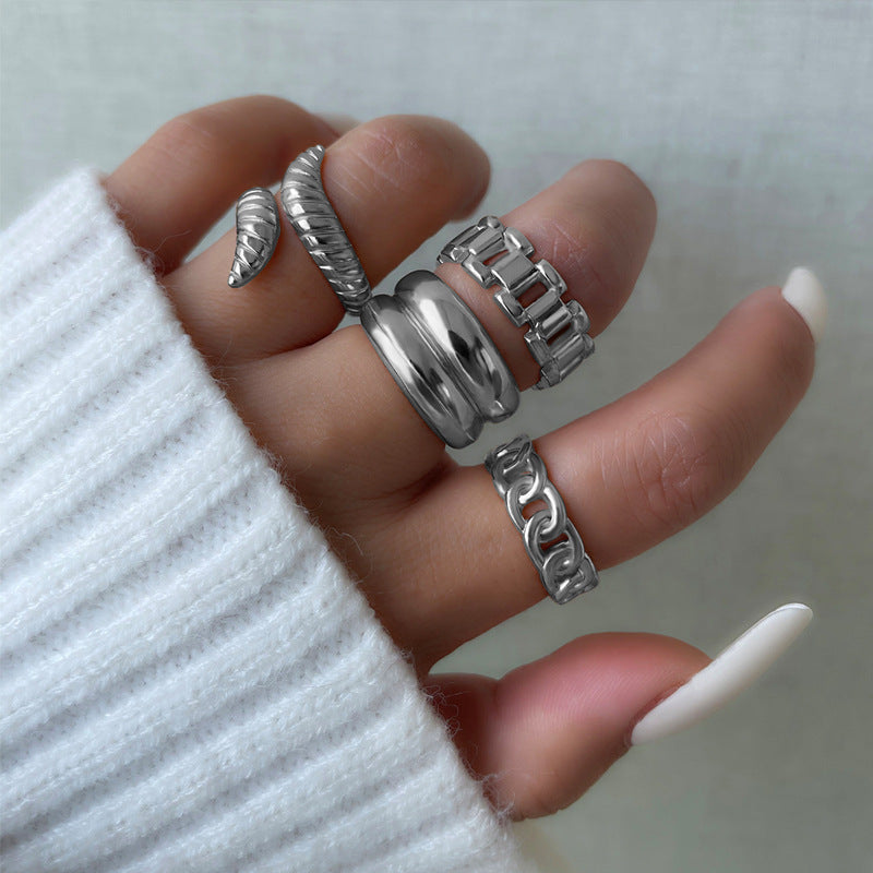 Modern Gold & Silver Ring Set – Adjustable Fashion Jewelry”
