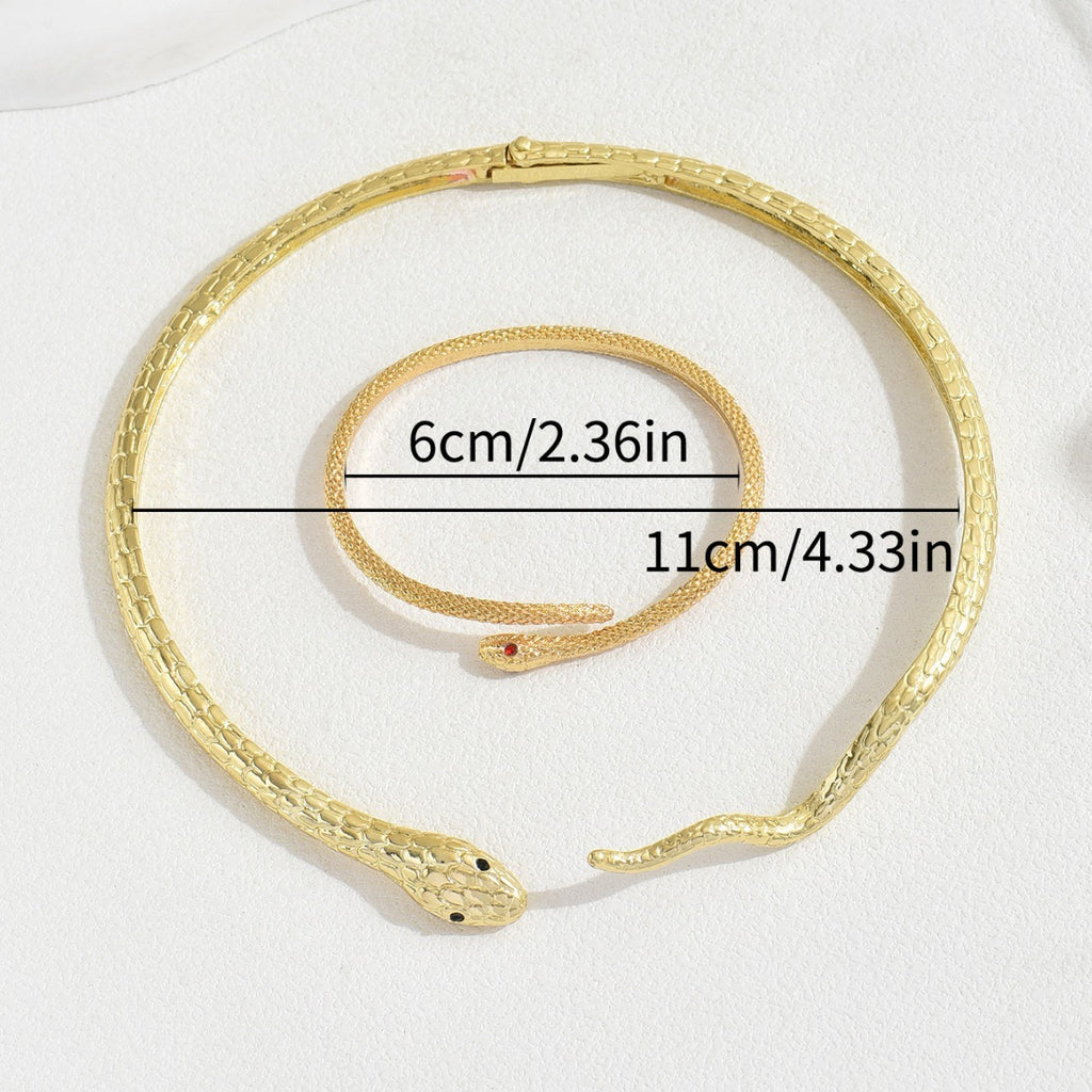Gold Snake Necklace & Bracelet Set – Bold Luxury Statement Jewelry