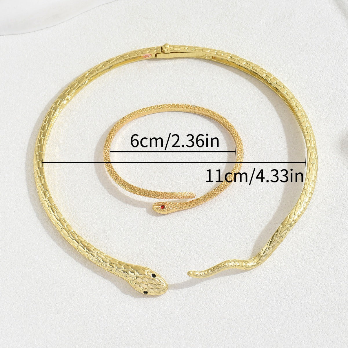 Gold Snake Necklace & Bracelet Set – Bold Luxury Statement Jewelry
