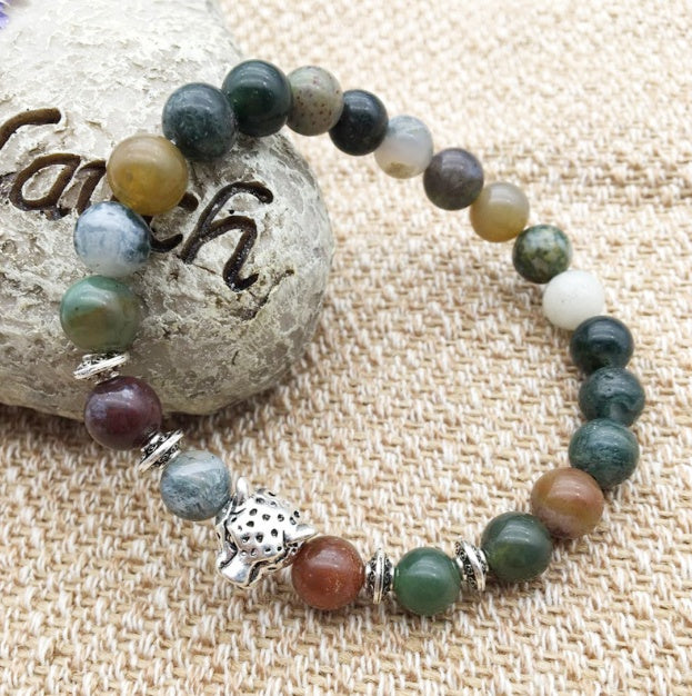 Men’s Beaded Bracelets – Natural Stone with Crown & Charm Accents