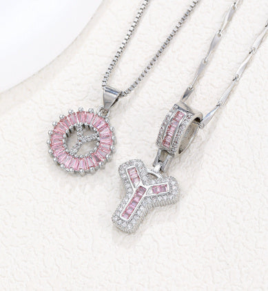 Personalized Letter Pendant Necklace with Sparkling Zircon – Elegant Initial Jewelry for Women