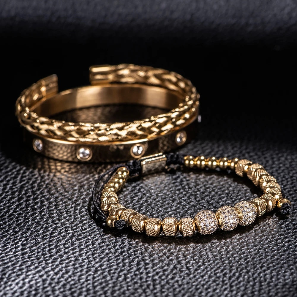 Luxury Gold Bracelet Set for Men – Bold & Elegant