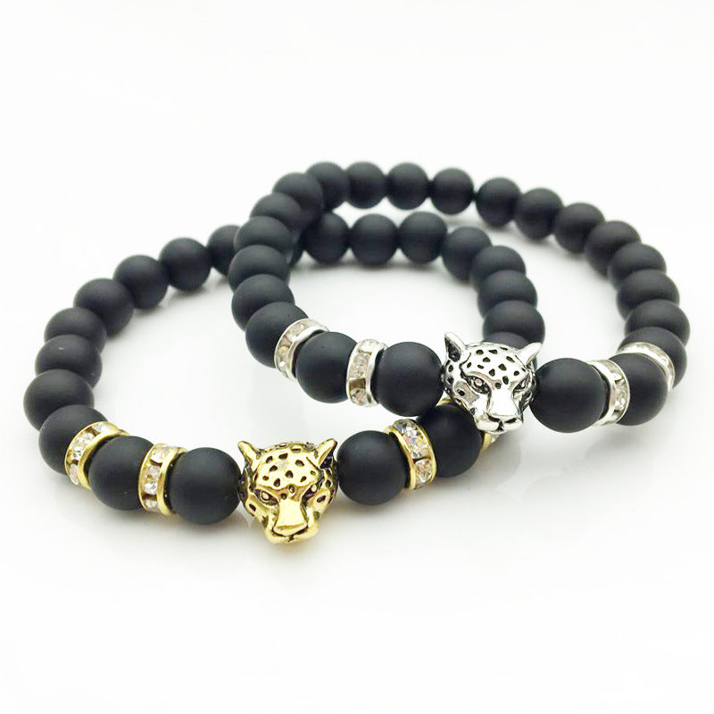 Men’s Beaded Bracelets – Natural Stone with Crown & Charm Accents