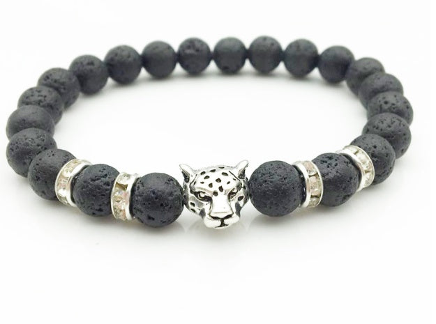 Men’s Beaded Bracelets – Natural Stone with Crown & Charm Accents