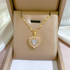 Elegant Heart Pendant Necklace – Sparkling Crystal in Gold Chain