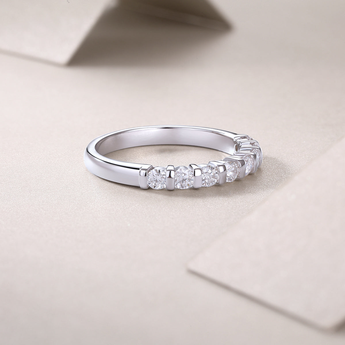 Luxury Sterling Silver Eternity Ring with Brilliant Cut Stones