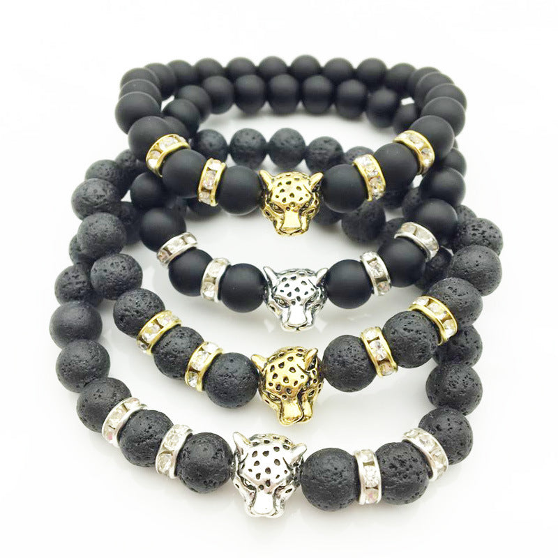 Men’s Beaded Bracelets – Natural Stone with Crown & Charm Accents