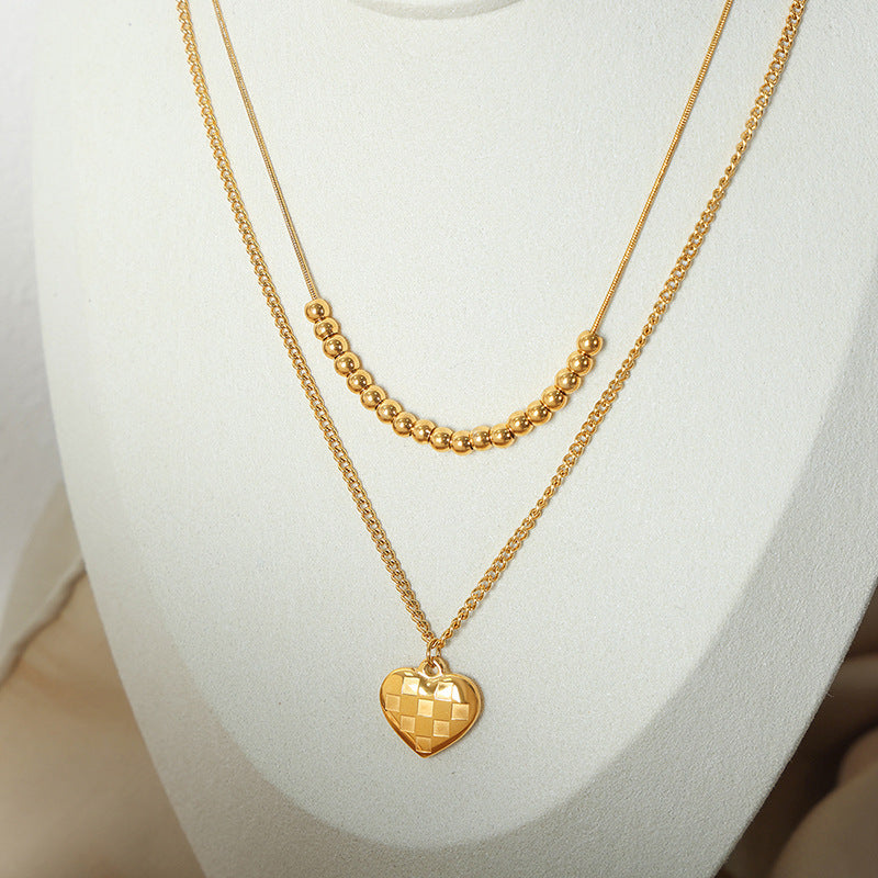✨ Double Layer Heart Pendant Necklace – Bold & Trendy Gold Statement ✨