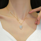 Elegant Heart Pendant Necklace – Sparkling Crystal in Gold Chain