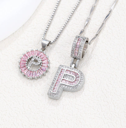 Personalized Letter Pendant Necklace with Sparkling Zircon – Elegant Initial Jewelry for Women