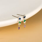 Elegant Rainbow Gem Drop Earrings – Sparkle in Every Color