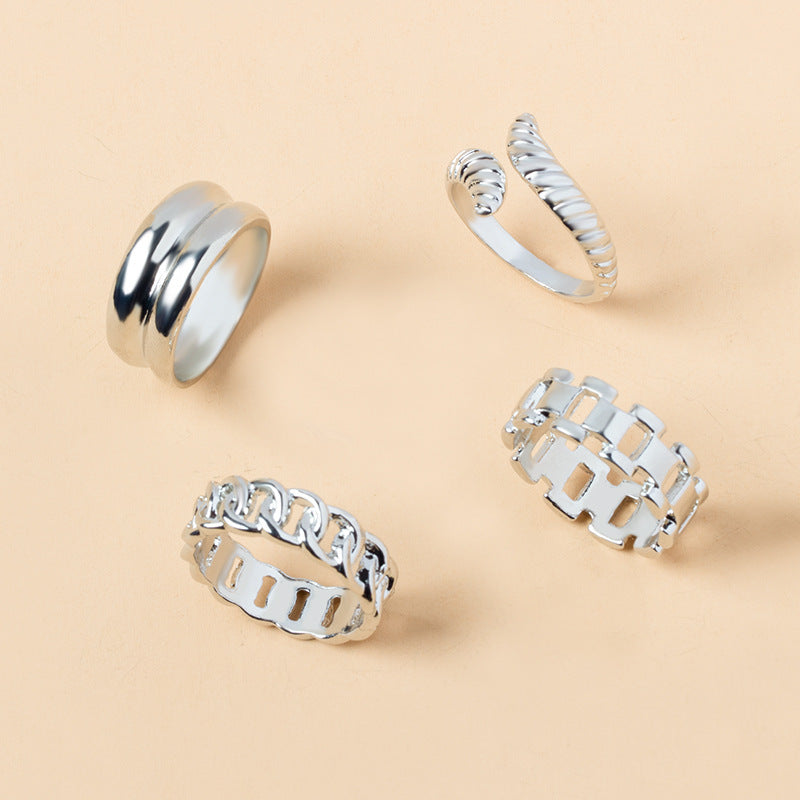 Modern Gold & Silver Ring Set – Adjustable Fashion Jewelry”