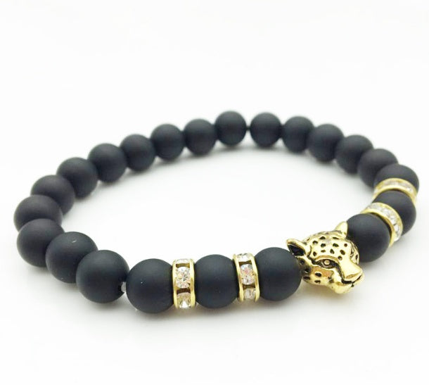 Men’s Beaded Bracelets – Natural Stone with Crown & Charm Accents