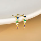 Elegant Rainbow Gem Drop Earrings – Sparkle in Every Color