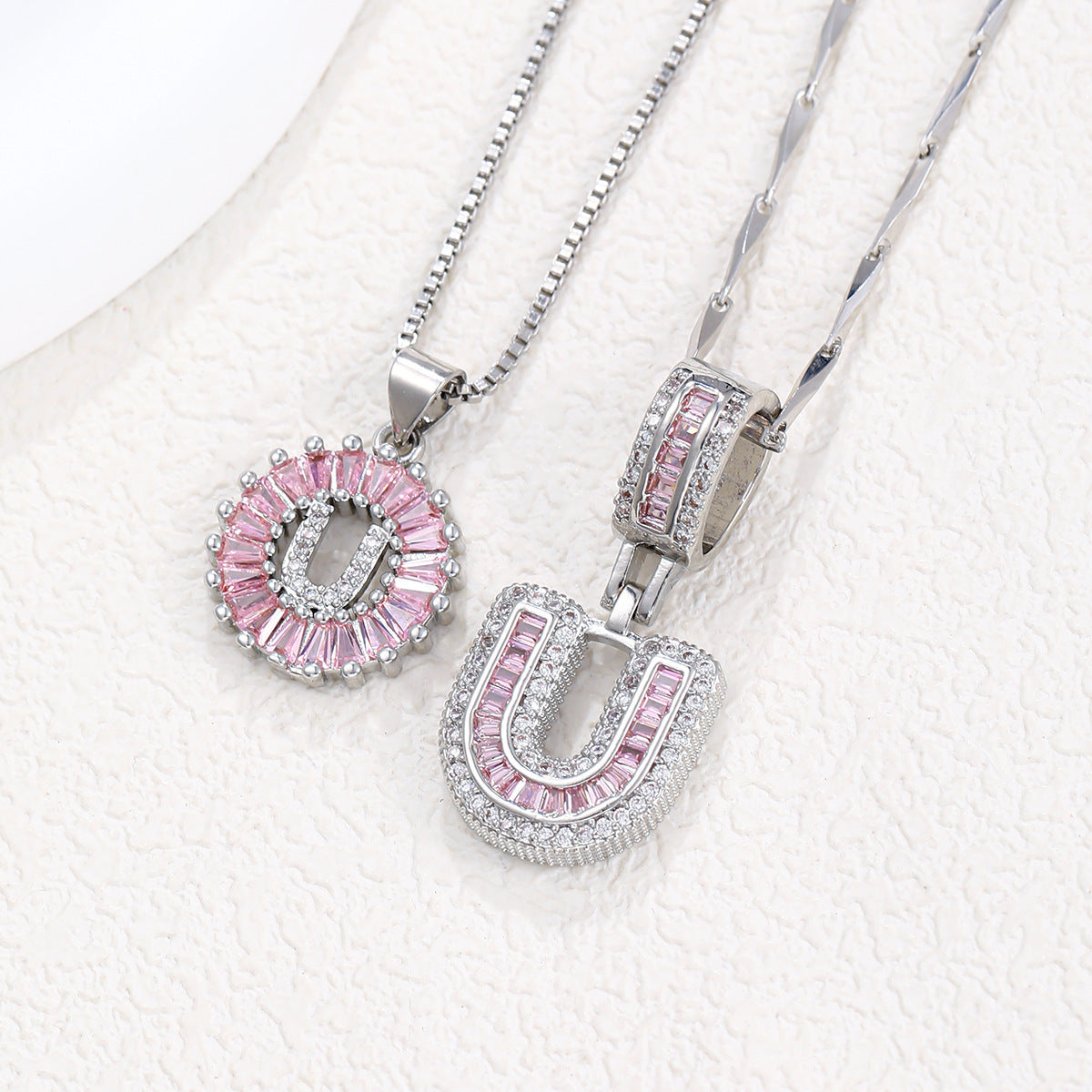 Personalized Letter Pendant Necklace with Sparkling Zircon – Elegant Initial Jewelry for Women
