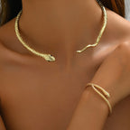 Gold Snake Necklace & Bracelet Set – Bold Luxury Statement Jewelry