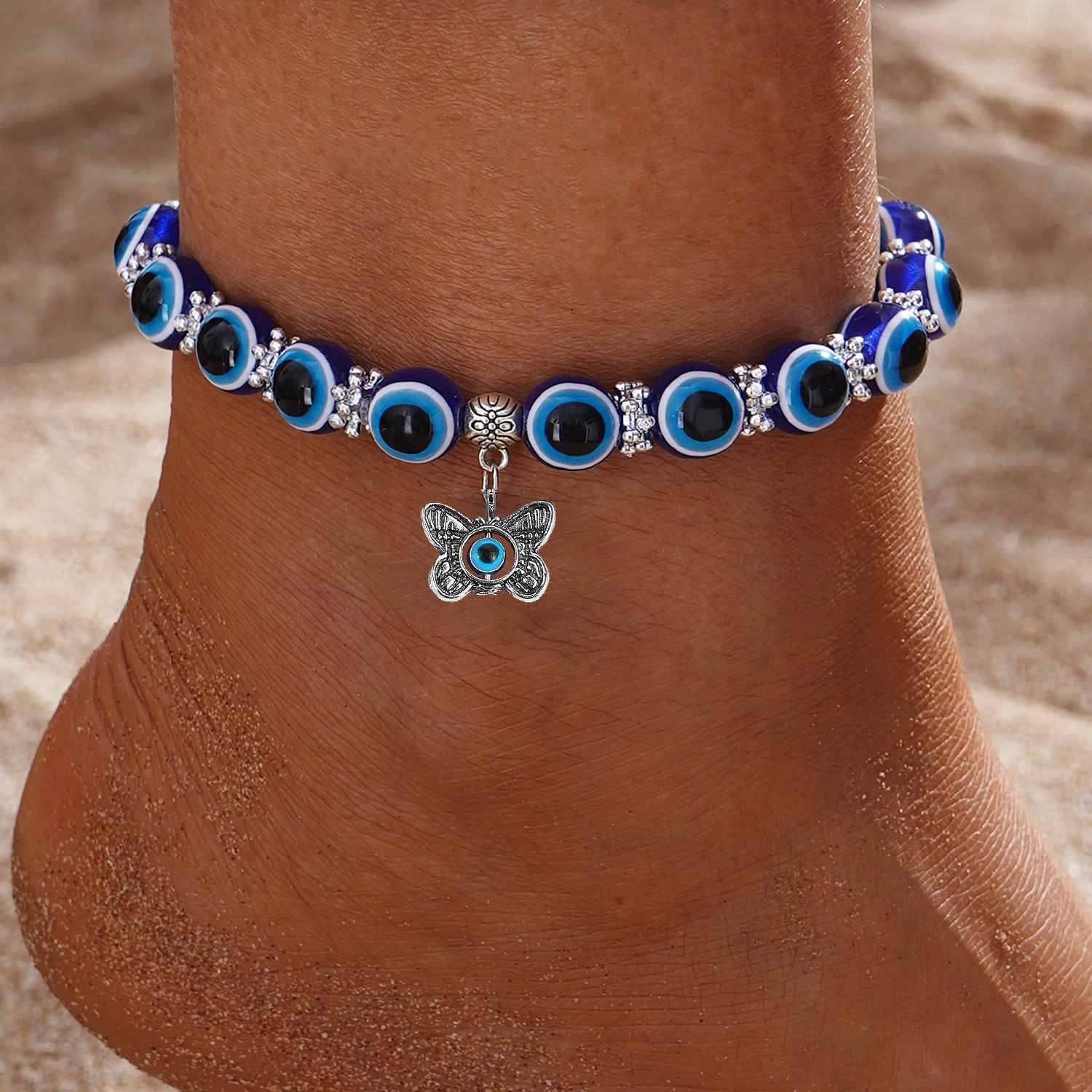 Evil Eye Anklet Bracelet – Blue Protective Charm Jewelry for Women