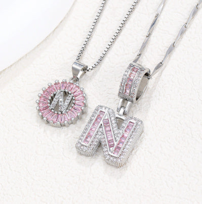 Personalized Letter Pendant Necklace with Sparkling Zircon – Elegant Initial Jewelry for Women