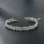 Heart Link Bracelet with Sparkling Zircon -Gold or Silver