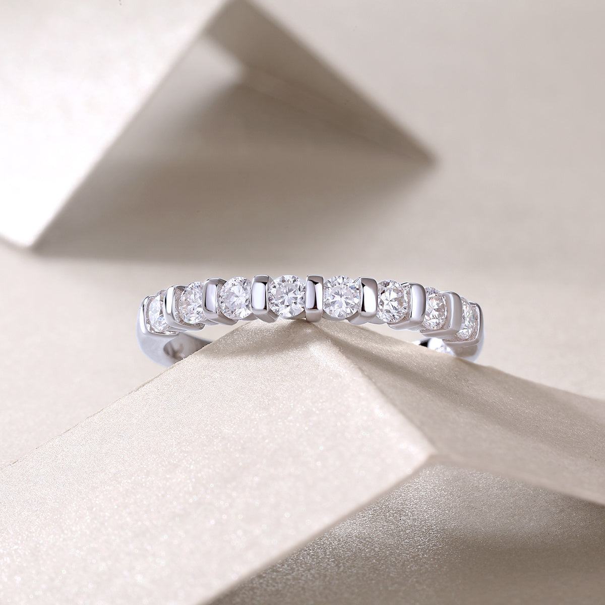 Luxury Sterling Silver Eternity Ring with Brilliant Cut Stones