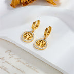 Gold Tree of Life Earrings with Diamond Accents – Elegant Symbolic Design