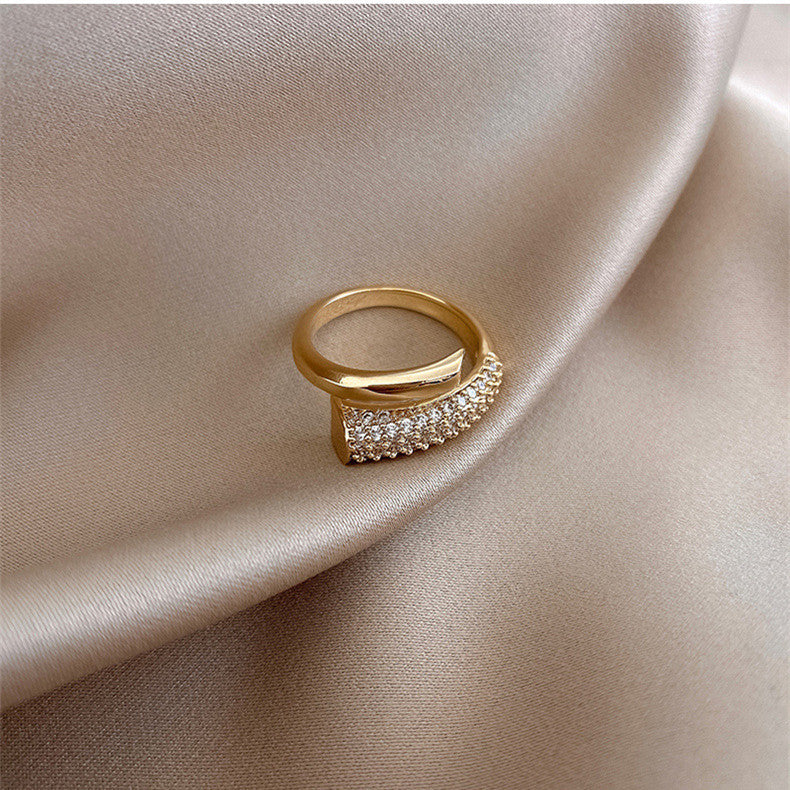 Elegant Gold Plated Ring – Adjustable Diamond-Inspired Shine