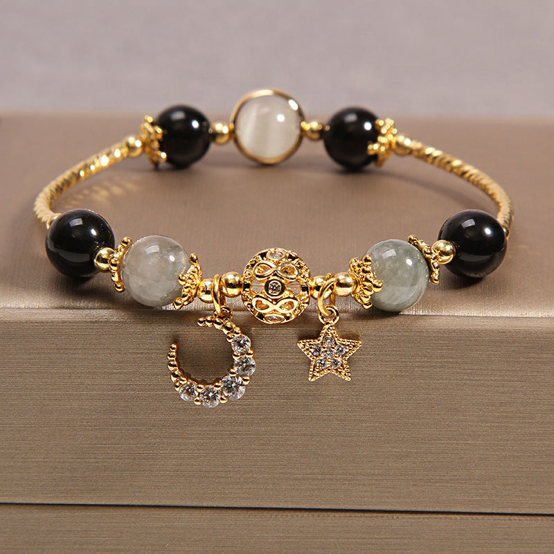 '' Luxury Moonstone Crystal Bracelet - Moon & Star Design