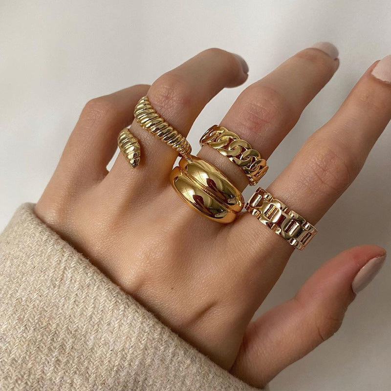Modern Gold & Silver Ring Set – Adjustable Fashion Jewelry”