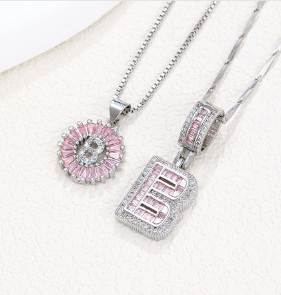 Personalized Letter Pendant Necklace with Sparkling Zircon – Elegant Initial Jewelry for Women