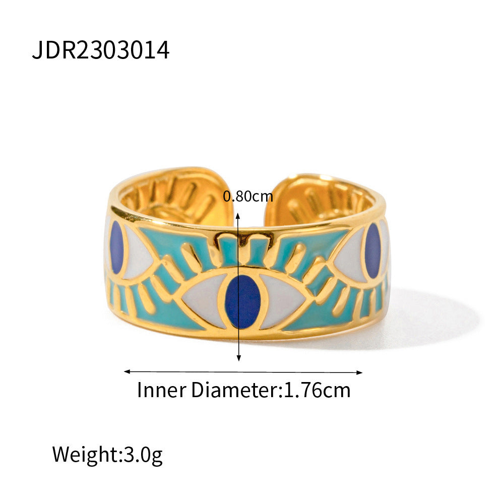 “Boho Gold Rings Set with Blue Stone – Vintage Style Jewelry for Women”
