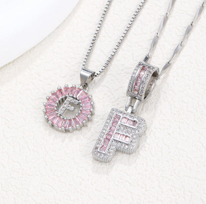 Personalized Letter Pendant Necklace with Sparkling Zircon – Elegant Initial Jewelry for Women
