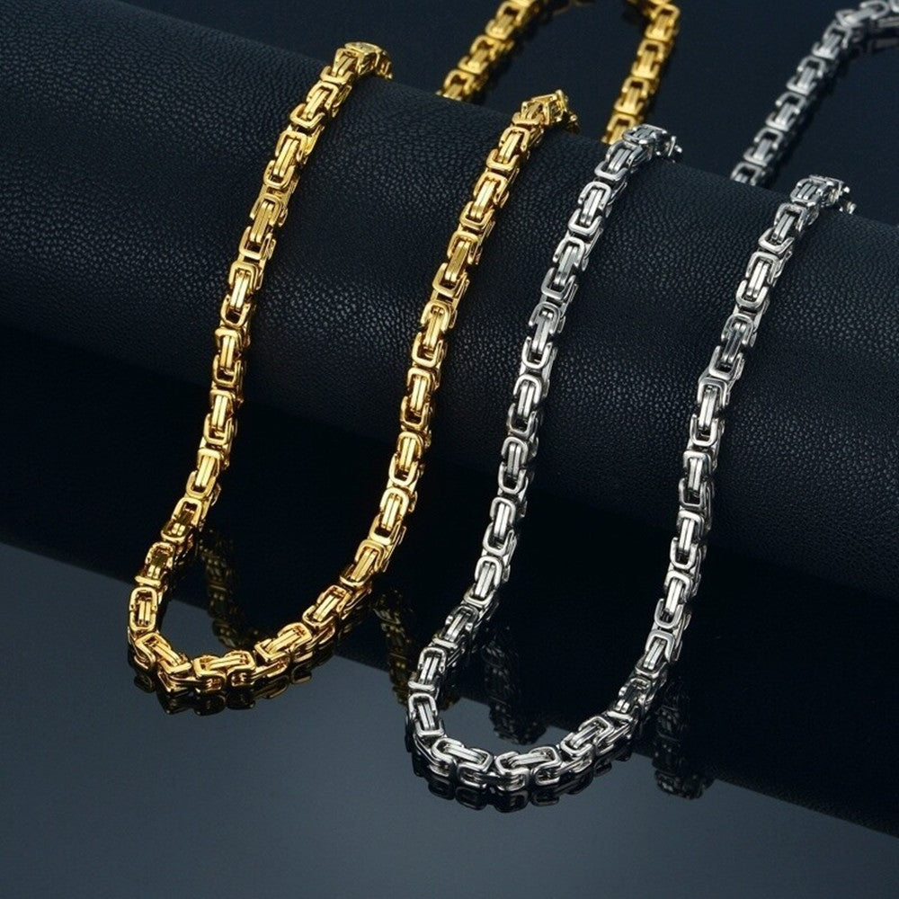 Men’s Byzantine Chain Necklace – Bold Luxury in Gold or Silver